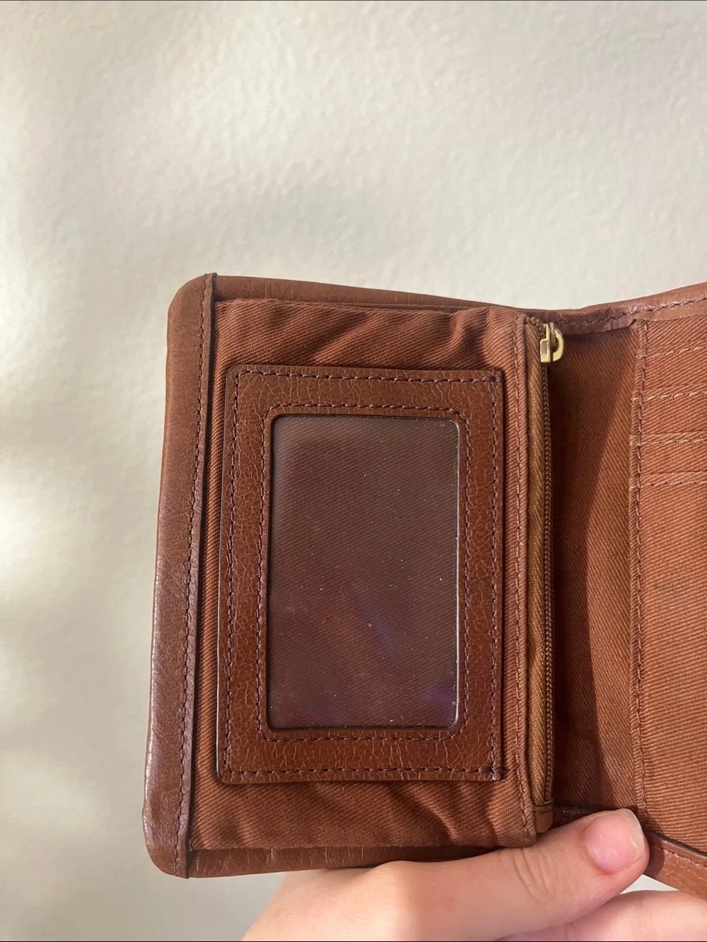 Fossil Brown Leather Wallet with Multicolor Stripe Accent